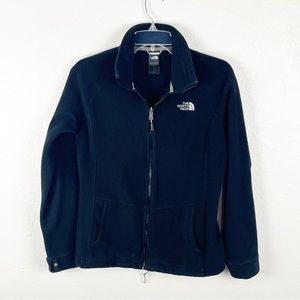 THE NORTH FACE Black Long Sleeves Front Zipper Fleece Jacket, Size Medium